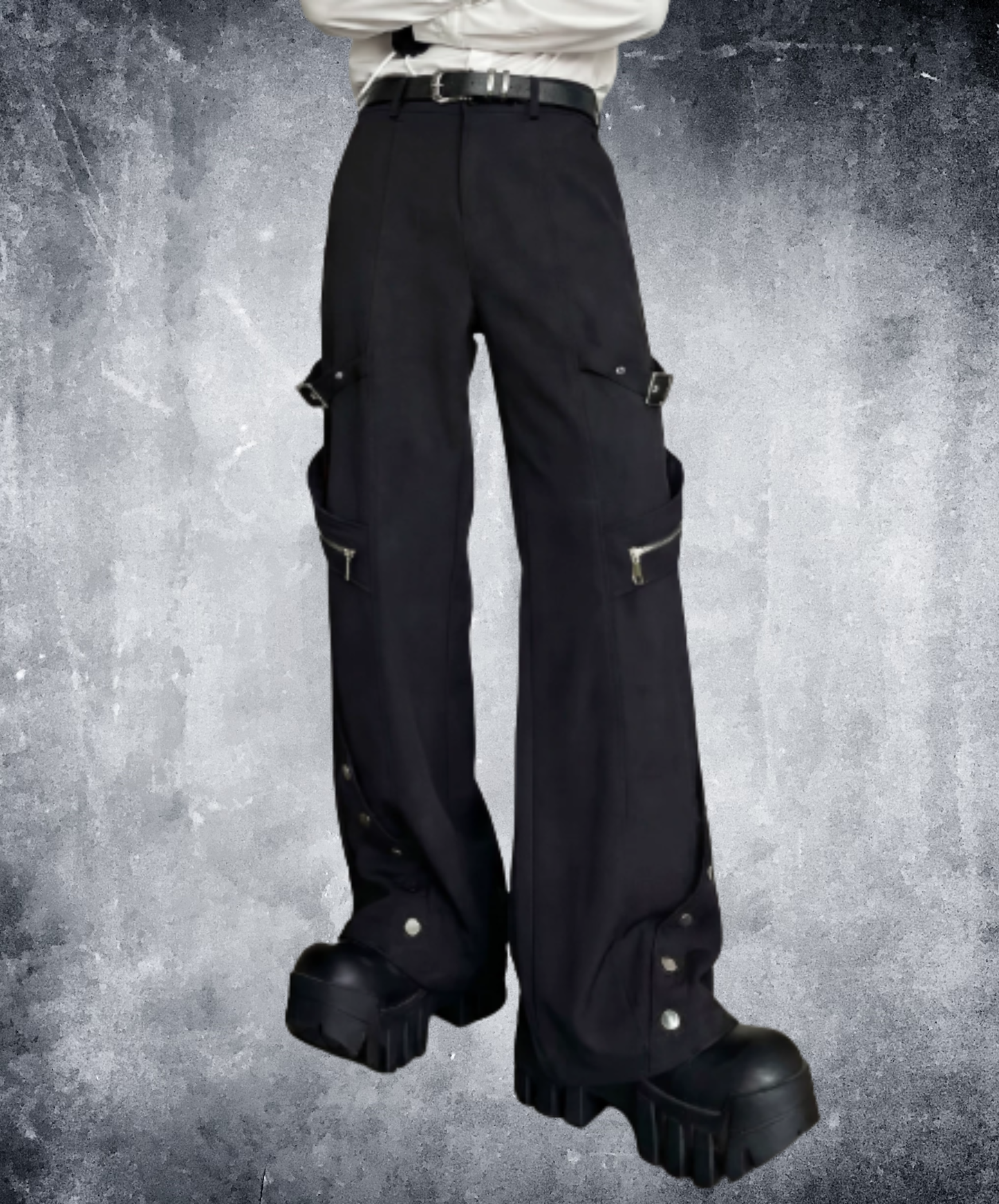 zip-detailed flared silhouette pants EN3143