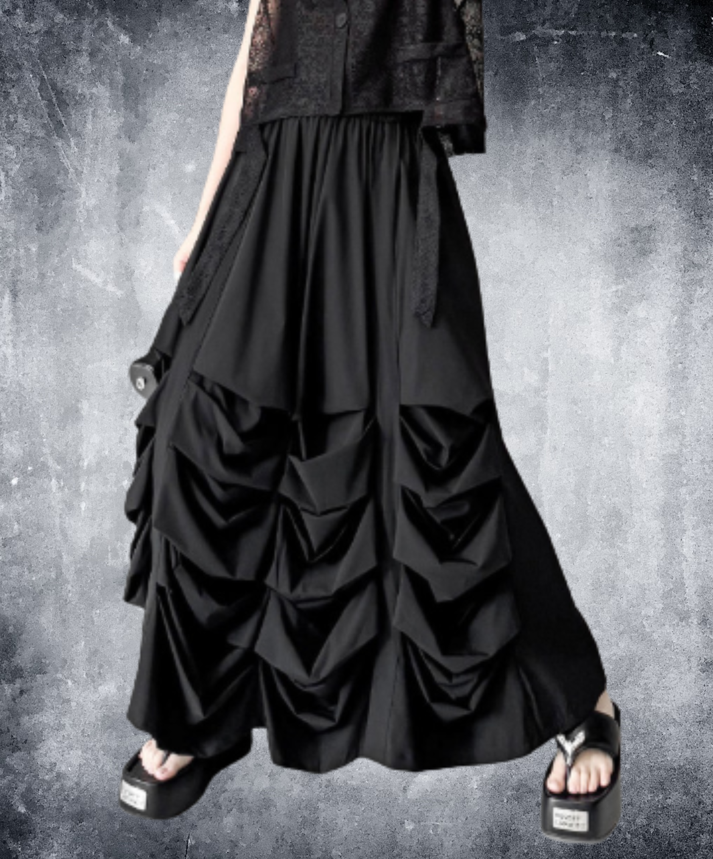 dark voluminous drape skirt EN3019