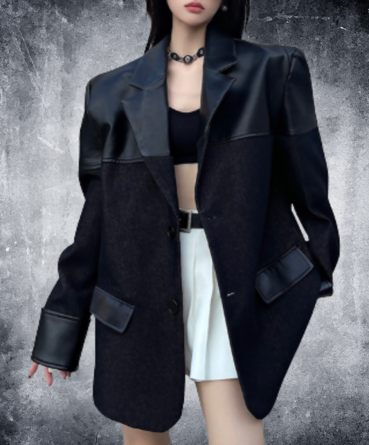 oversized fit with mixed-material paneling jacket EN3163