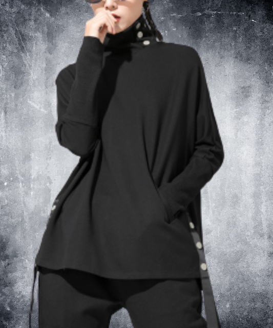 button-detail turtleneck sweatshirt EN3119