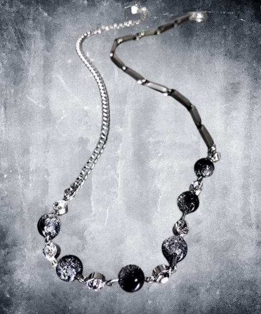 silver chain clear parts necklace EN2930