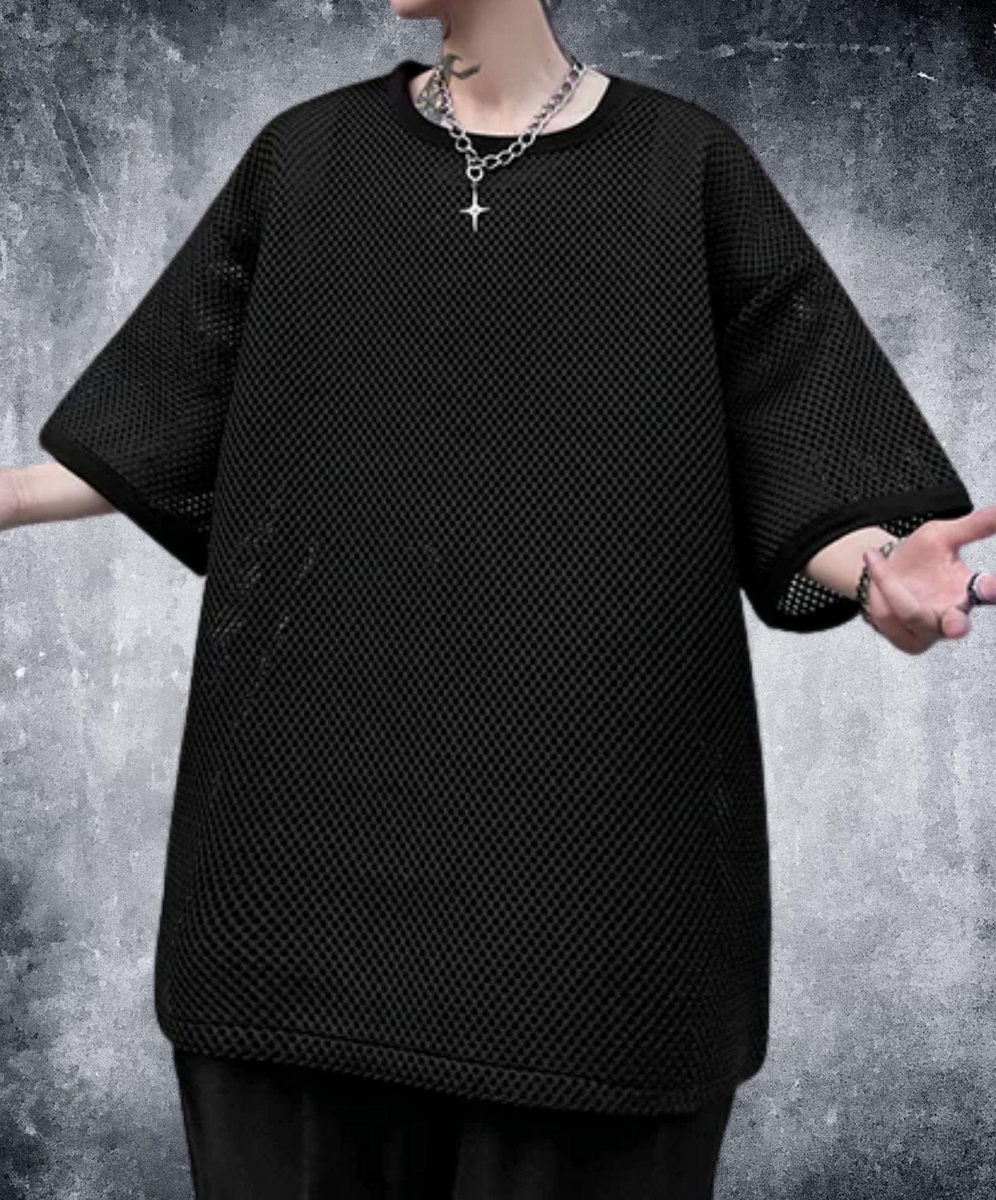 round mesh oversized t-shirt EN2862