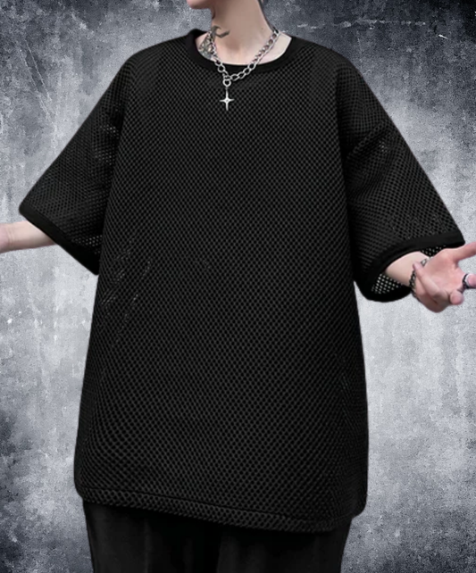 round mesh oversized t-shirt EN2862