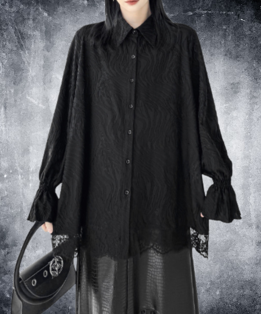 flared-line lace decoration shirt EN3174