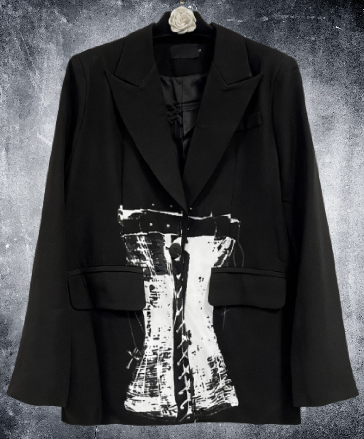 straight silhouette with corset-style print jacket EN3227