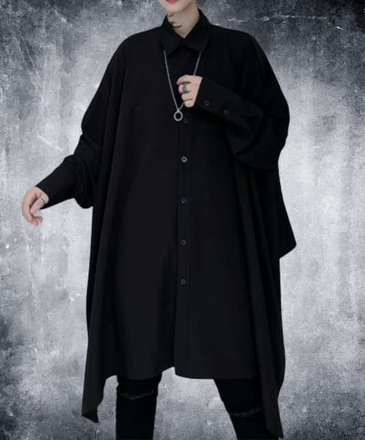 dark asymmetrical big silhouette long shirt EN2749