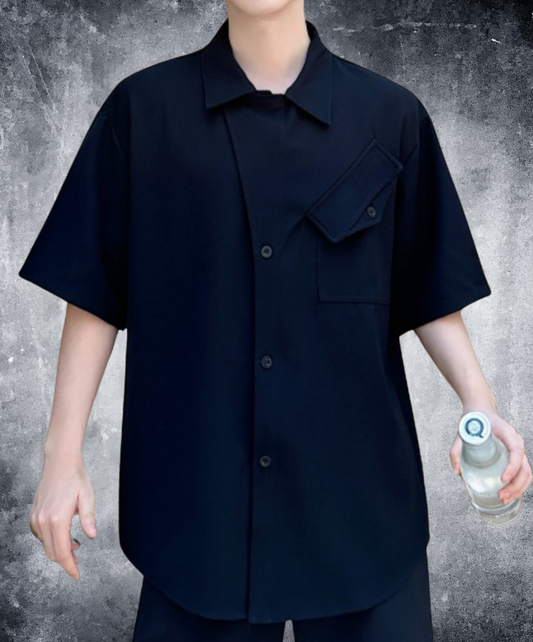 asymmetric stand collar shirt EN2188