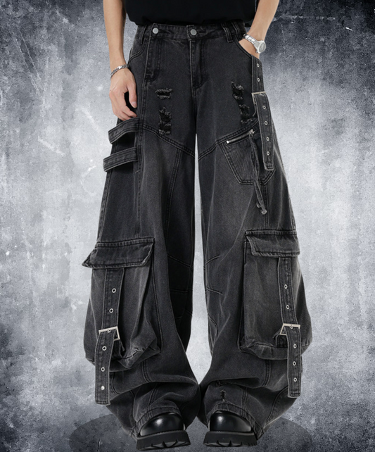 heavyweight cargo denim wide pants EN2627