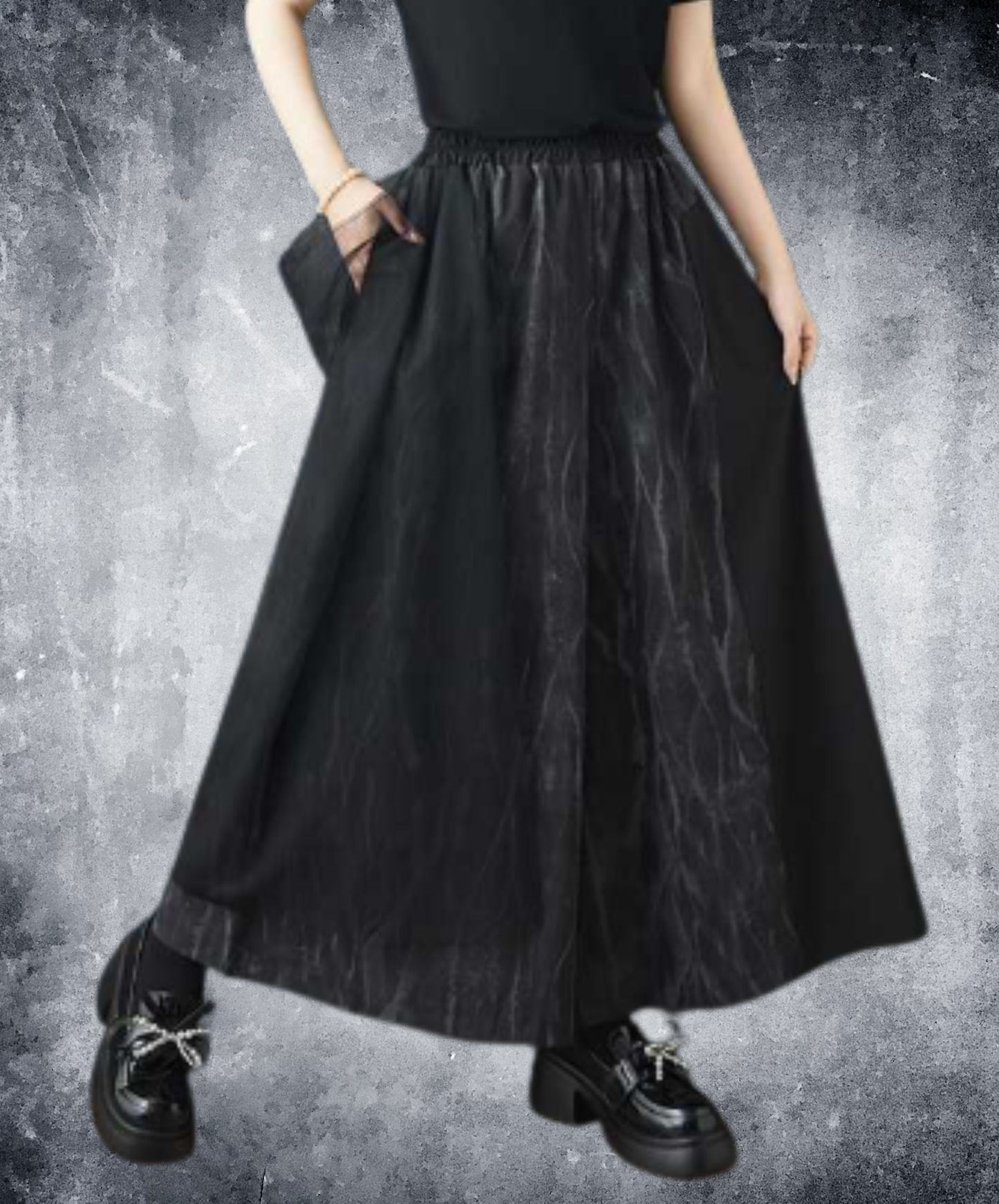casual mesh patchwork style wide pants EN3053