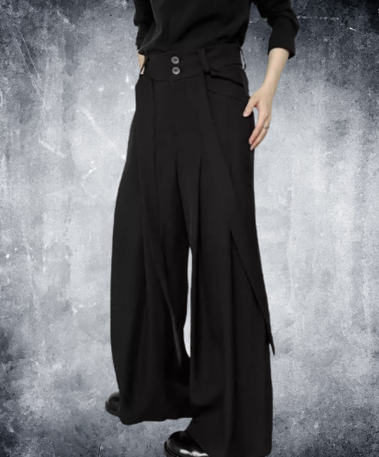 belt design straight casual slacks pants EN2964