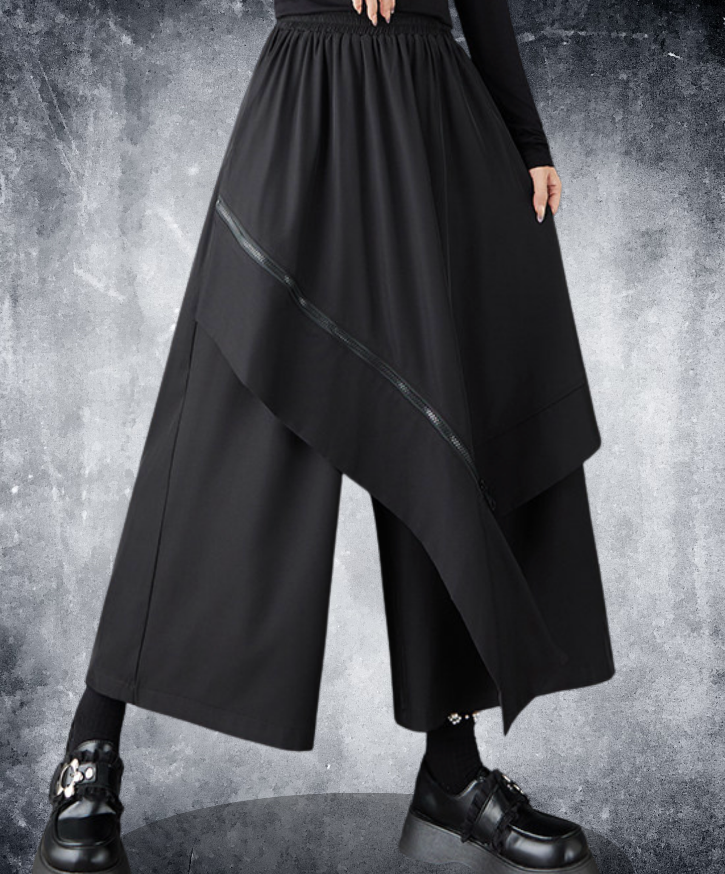 dark Irregular patchwork hem pants EN2701