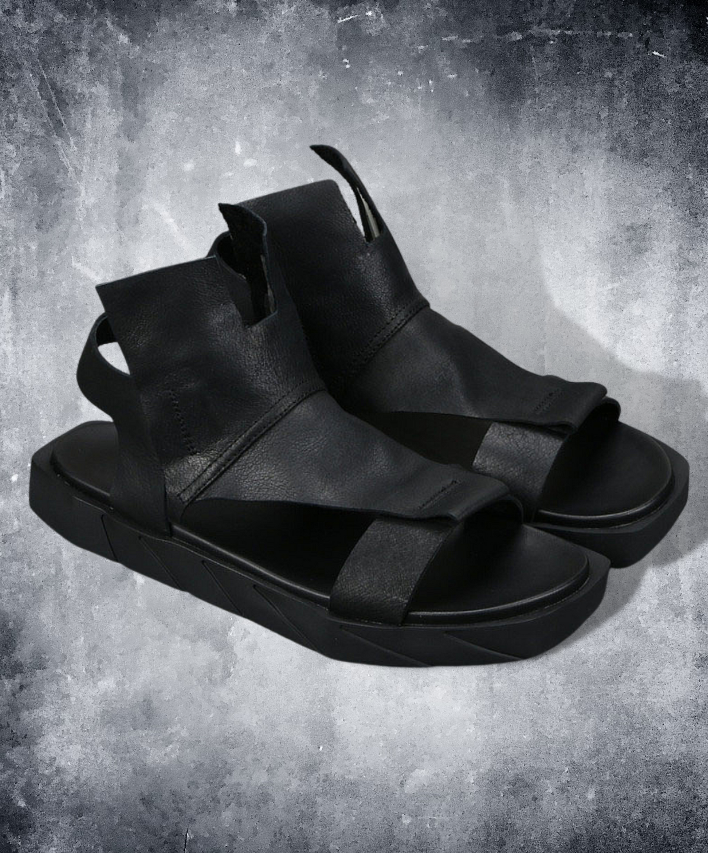 dark leather retro sandals EN936