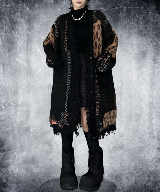 leopard print patchwork cardigan EN2575