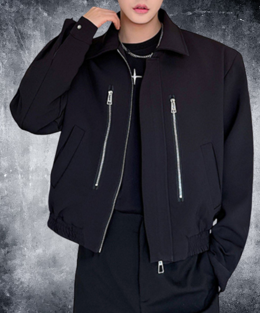 unique lapel zipper decoration jacket EN2670