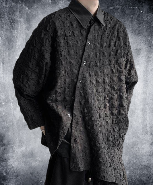 Irregular diagonal embossed placket shirt EN2696