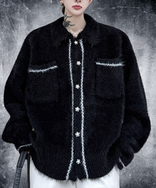 collared colorblock jacquard jacket EN2521