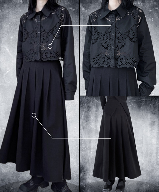 【style46】dark mode outfit set EN1623（shirt +skirt set）