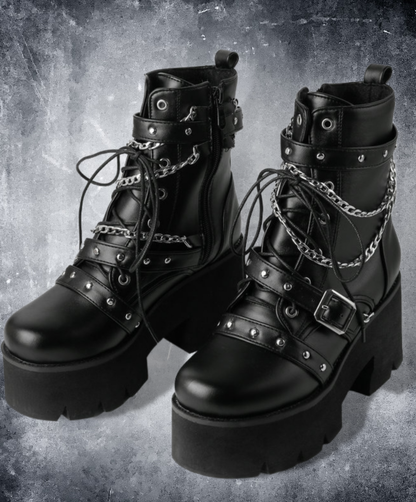 double chain belt platform boots EN1108