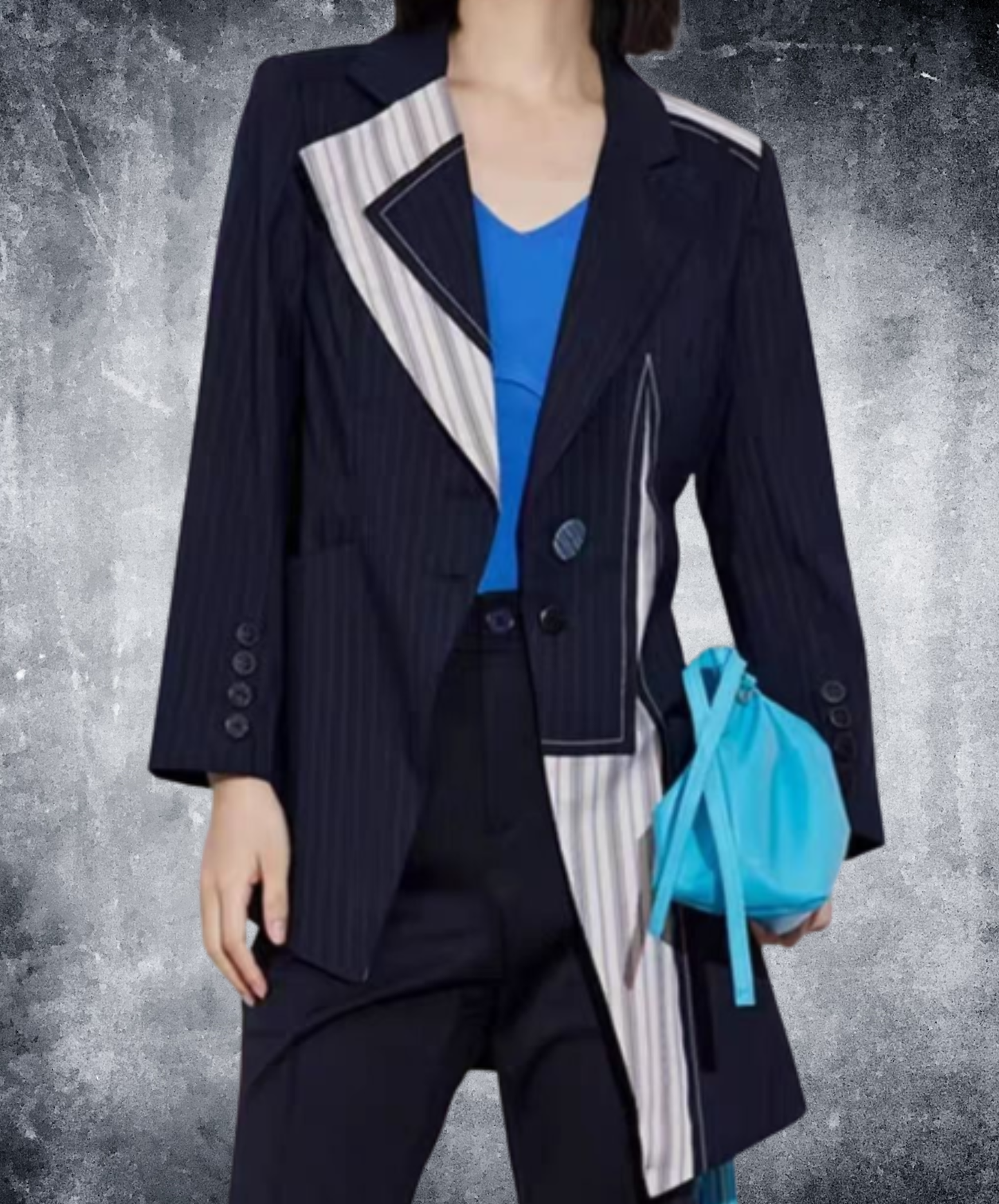 Irregular cut with contrasting colors jacket EN3101