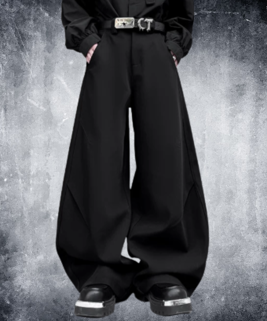 dark knee-tuck cocoon silhouette wide pants EN3196