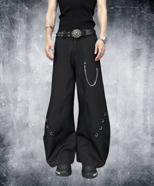 front panel with chain accent wide pants EN3140