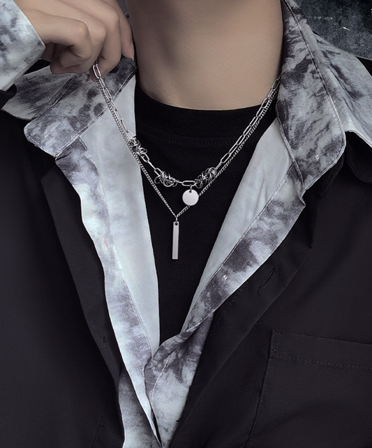 double chain titanium necklace EN1594