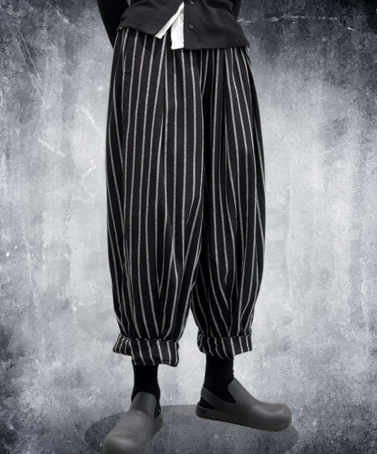 dark striped carrot wide pants EN2715
