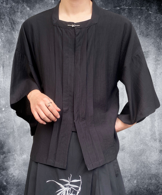 chinese style retro square neck 3/4 sleeve shirt EN1737