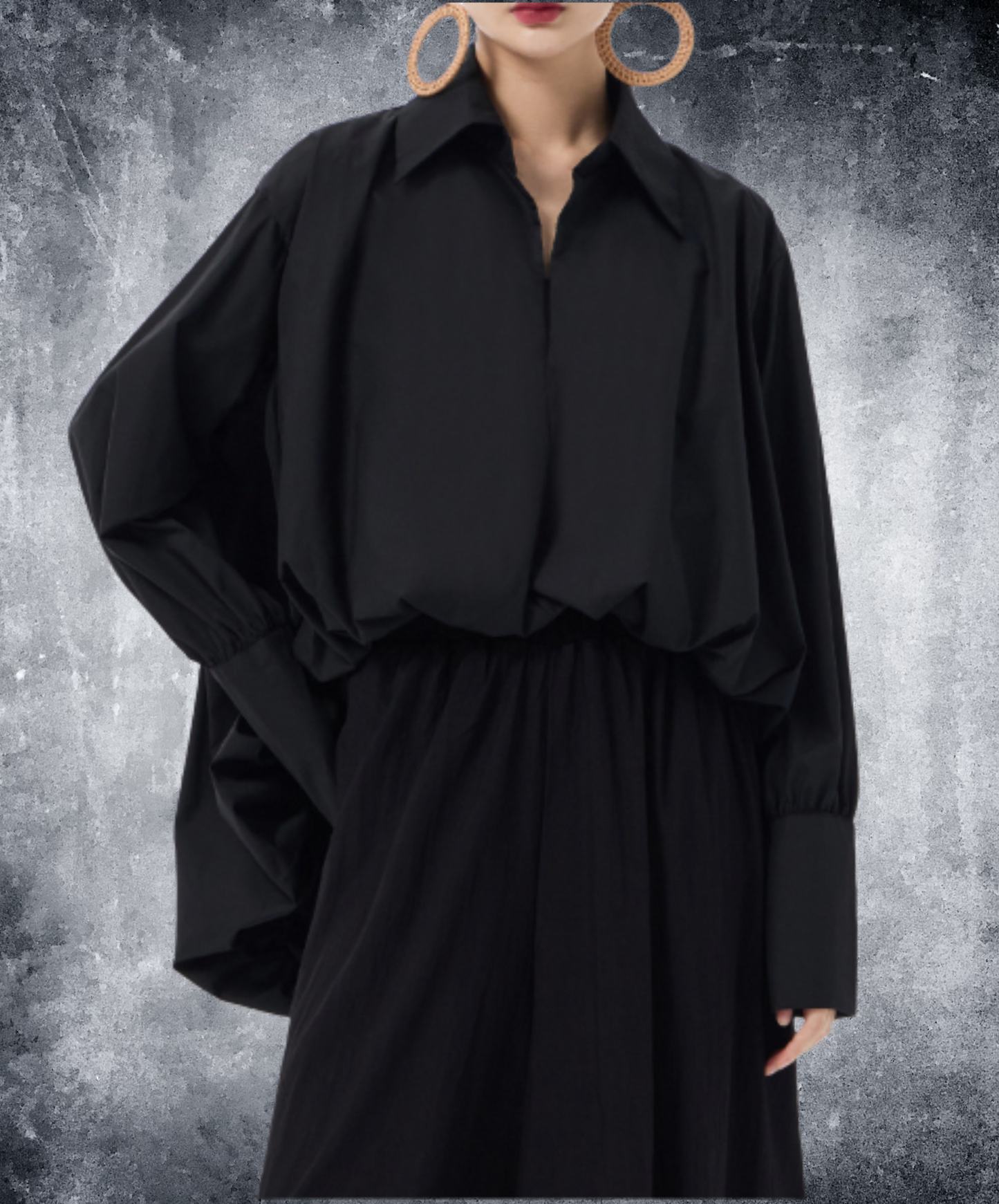 dark cinch-hem design shirt EN3042