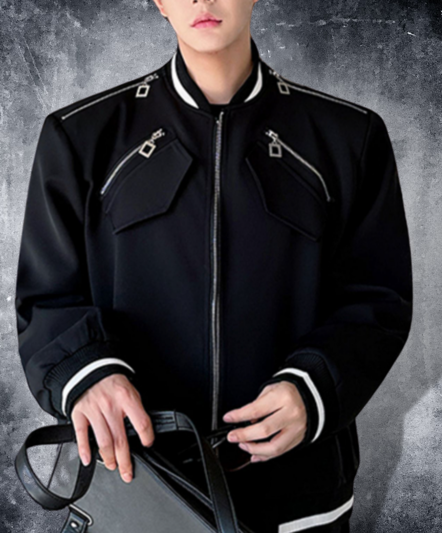 multi-zip-up design stand collar jacket EN1485