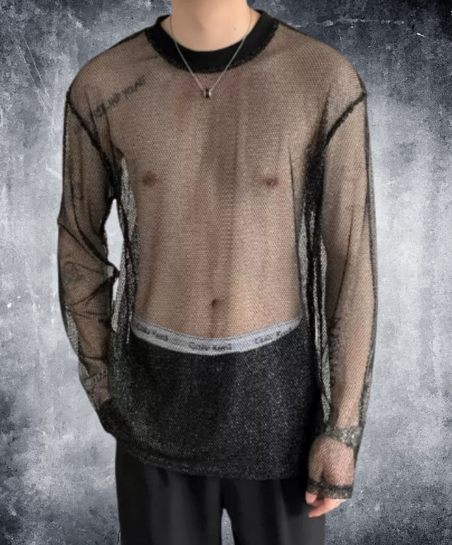 sheer mesh long-sleeve top t-shirt EN3064