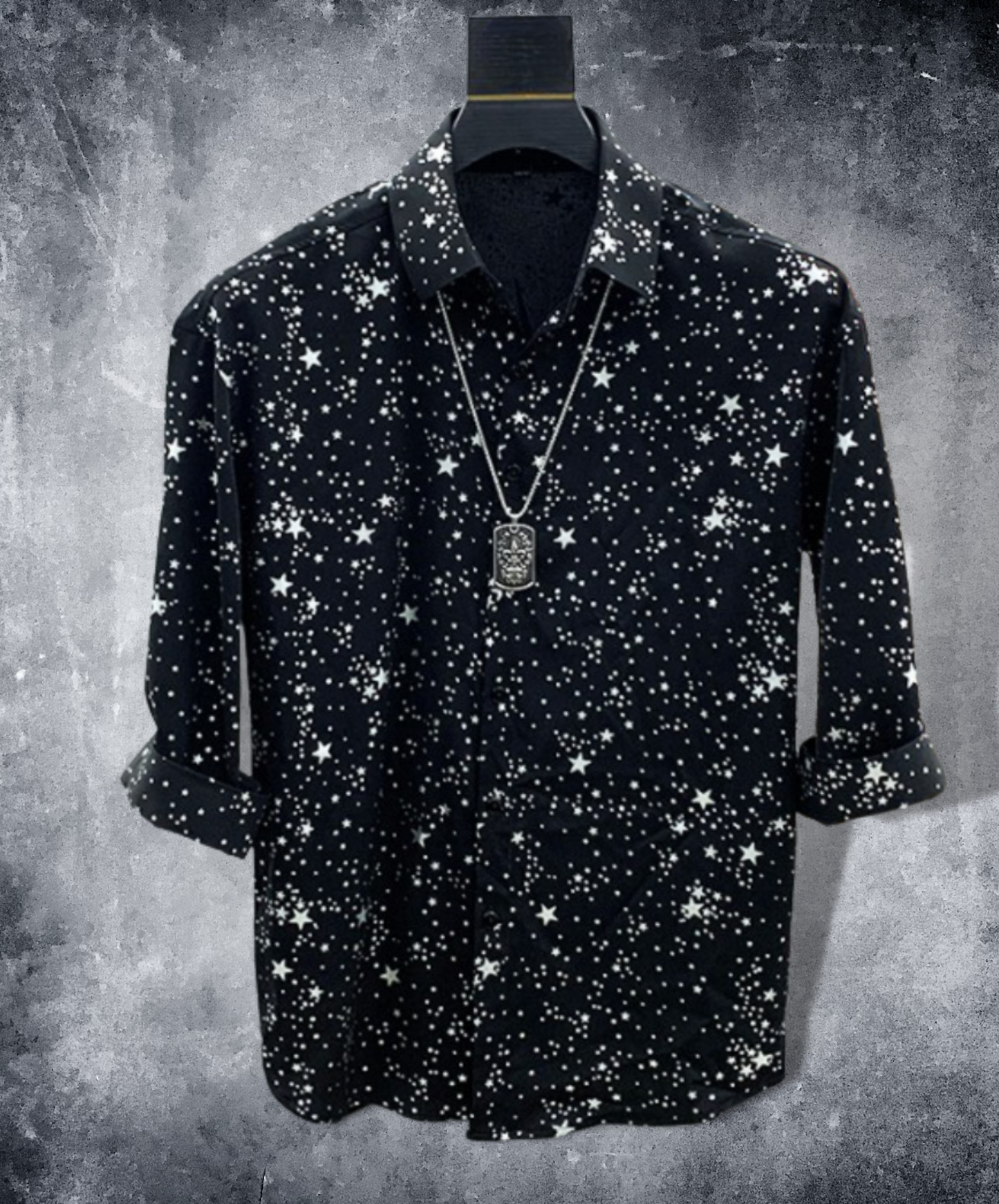 scattered stars design three quarter sleeve shirt EN933