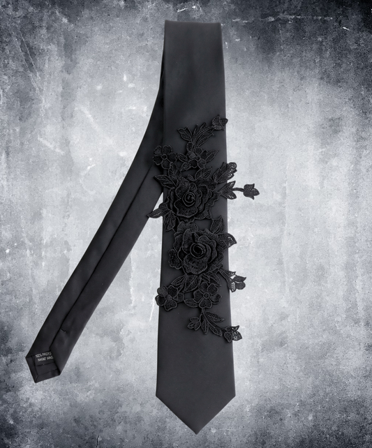 flower-motif appliqué necktie EN3248
