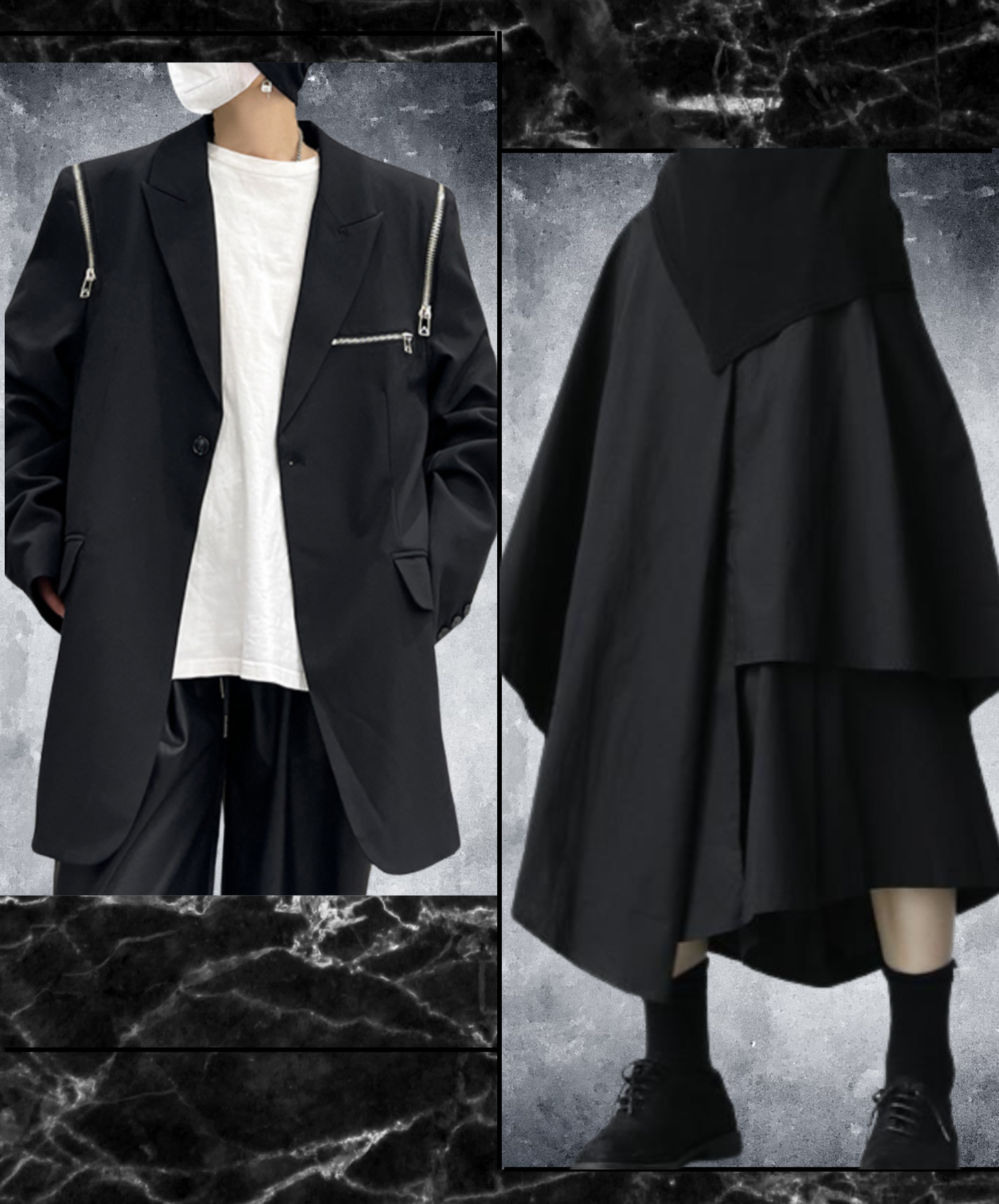 【style87】dark mode outfit set EN2678（jacket+ skirt set）