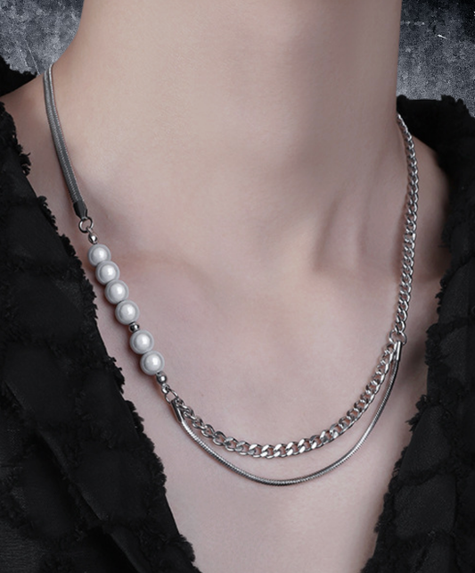pearl double chain necklace EN2738
