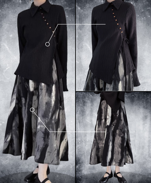 【style48】dark mode outfit set EN1625（shirt +skirt set）