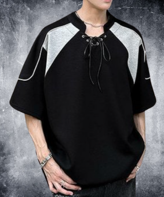 contrast stitched drawstring t-shirt EN2203