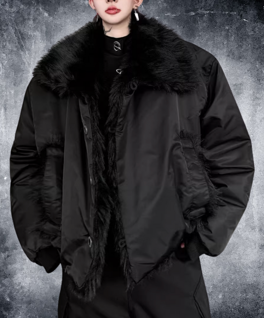 retro fur patchwork jacket EN2564