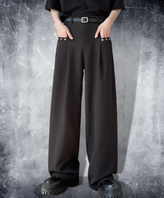 dark rivet pocket slacks pants EN1119