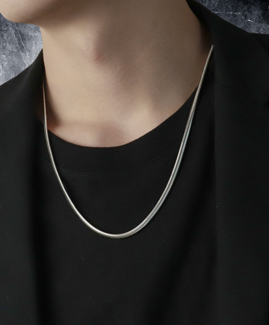simple titanium snake bone necklace EN1593