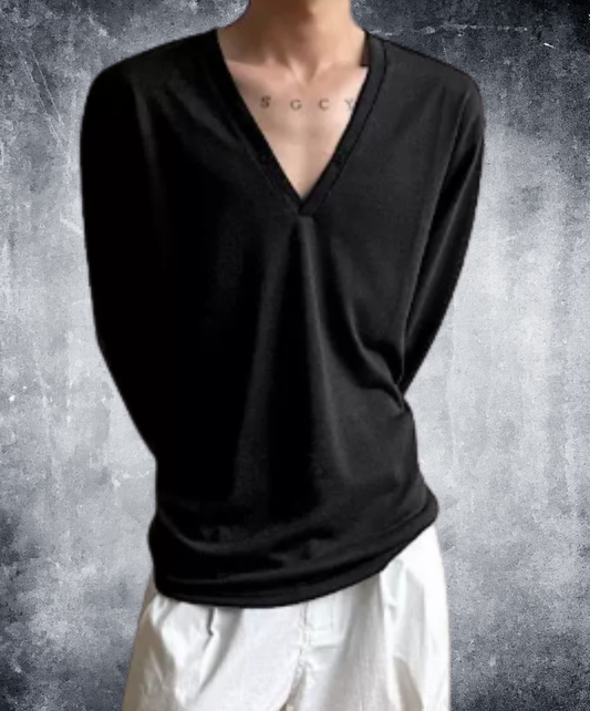 dark smooth v-neck t-shirt EN3094