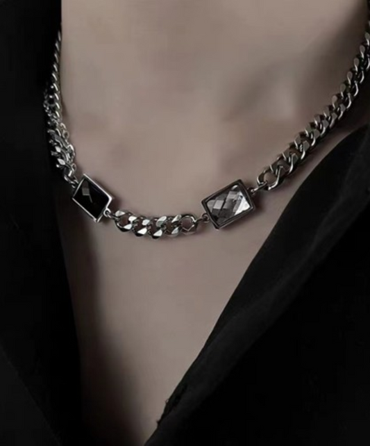 monochrome rectangular stone necklace EN1459