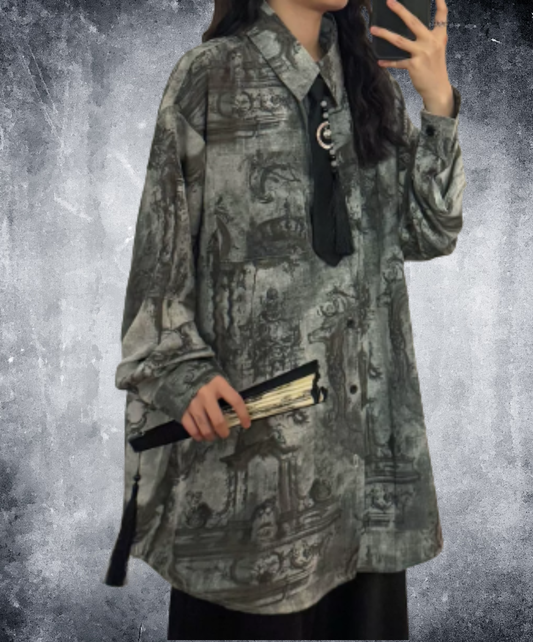 dark retro pattern shirt EN3014