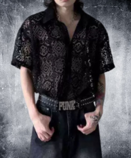 square pattern patchwork design shirt EN2898