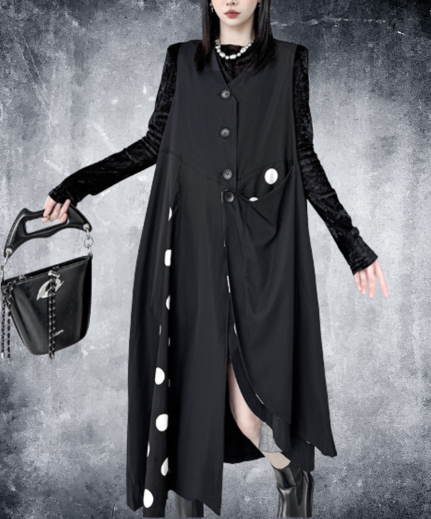 asymmetrical v-neck mid-length top vest  EN3051