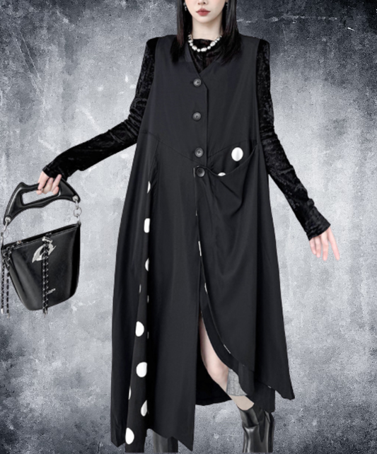 asymmetrical v-neck mid-length top vest  EN3051