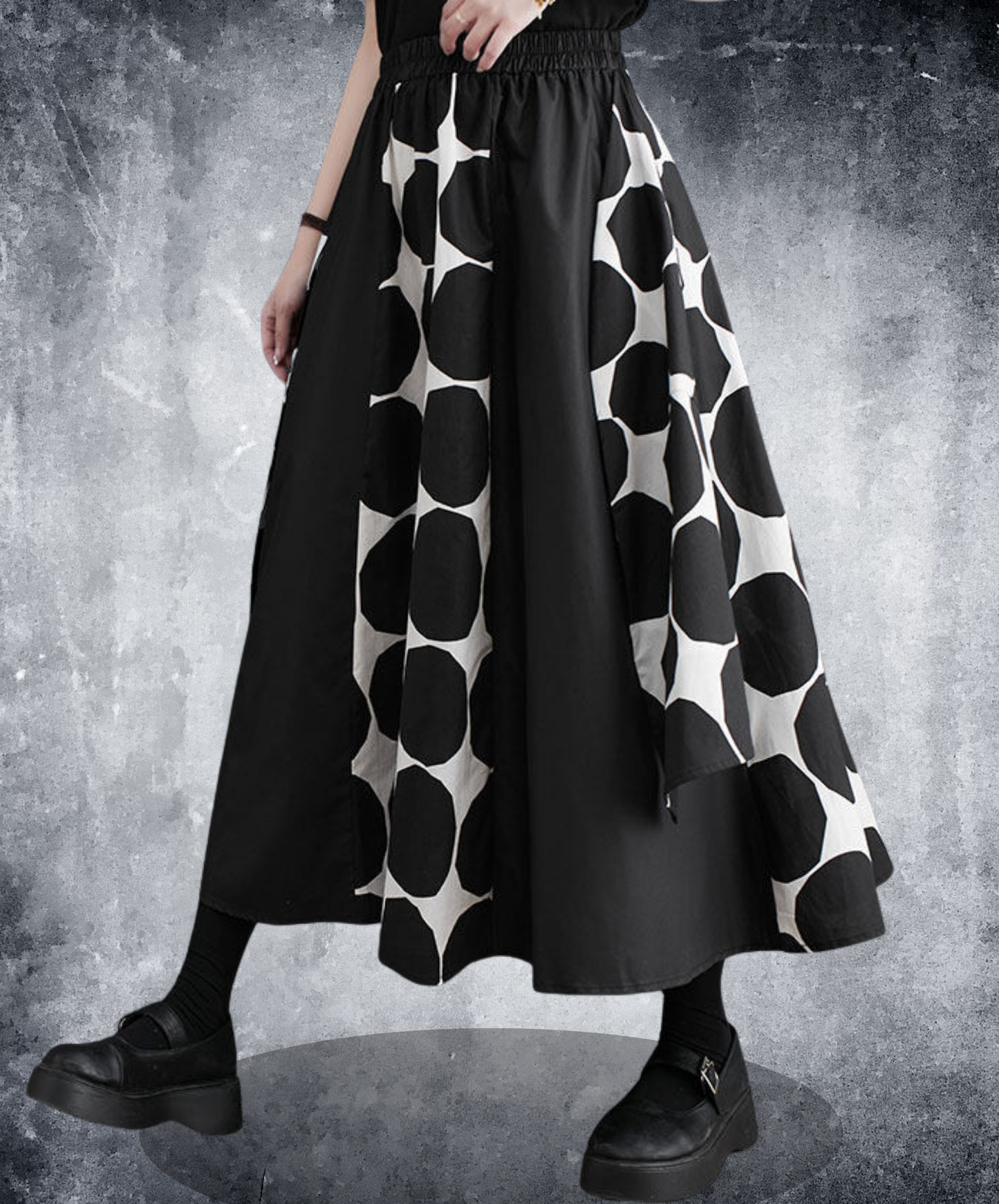 large polka dot monochrome wide pants EN2771