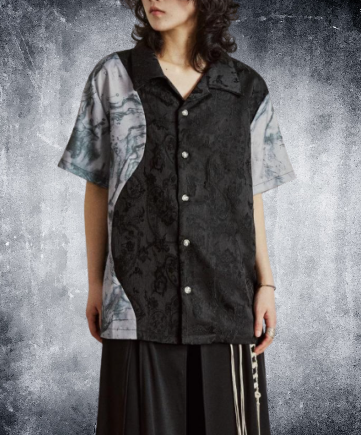 jacquard patchwork marble pattern shirt EN2924