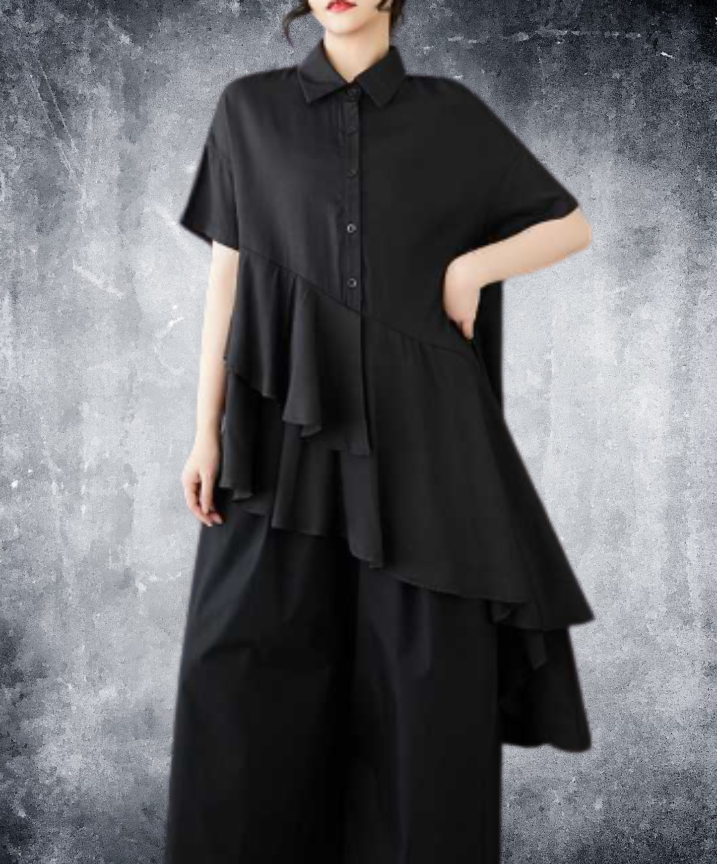 asymmetric tiered design shirt EN3061