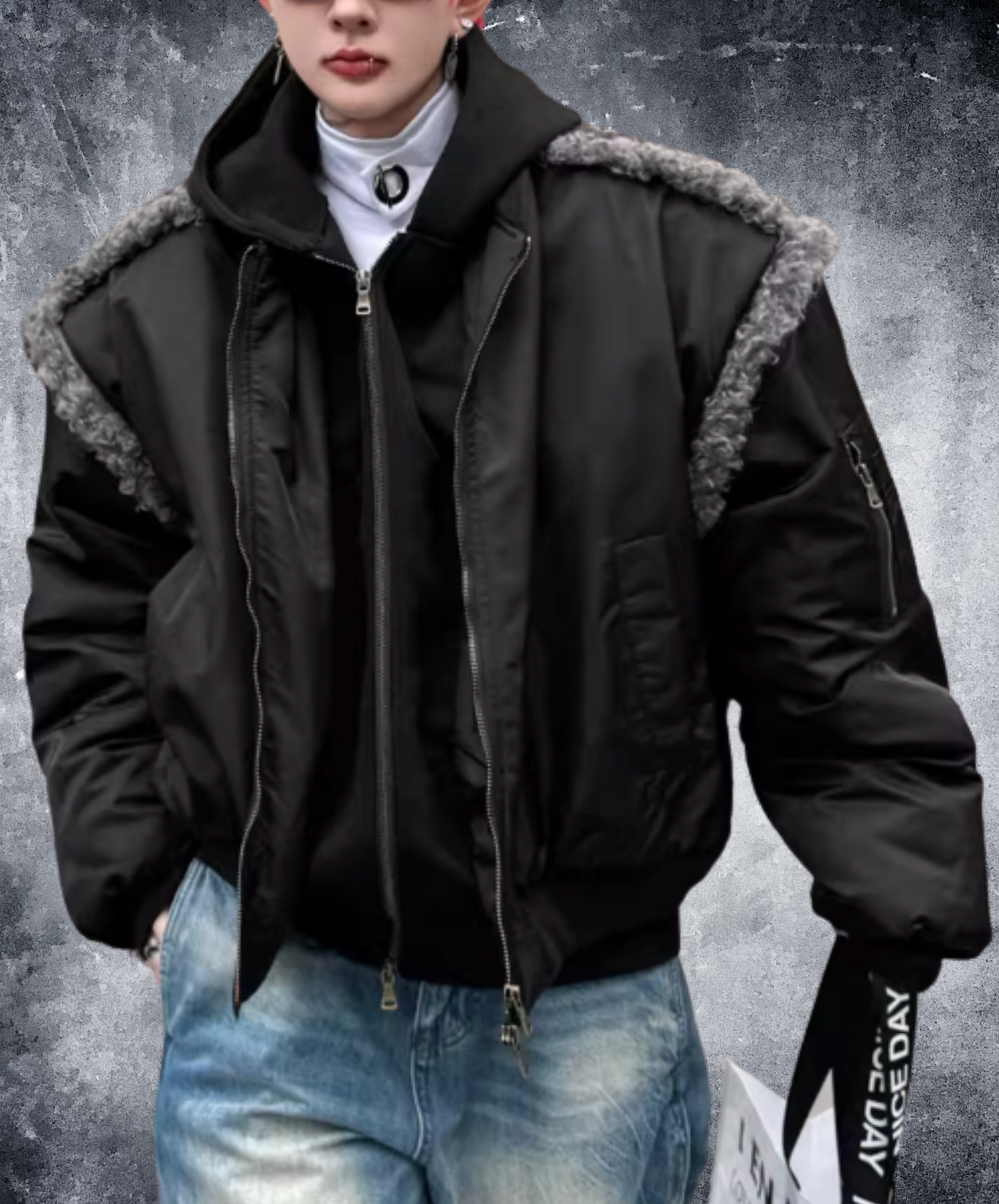 faux fur connection shorts jacket EN2563